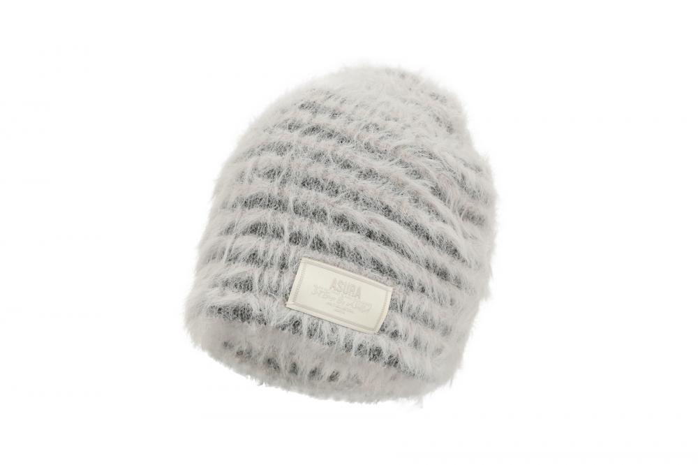 フラッフィー ストライプ ビーニー (ライトグレー) | ASURA | HANA(ハナ) #14