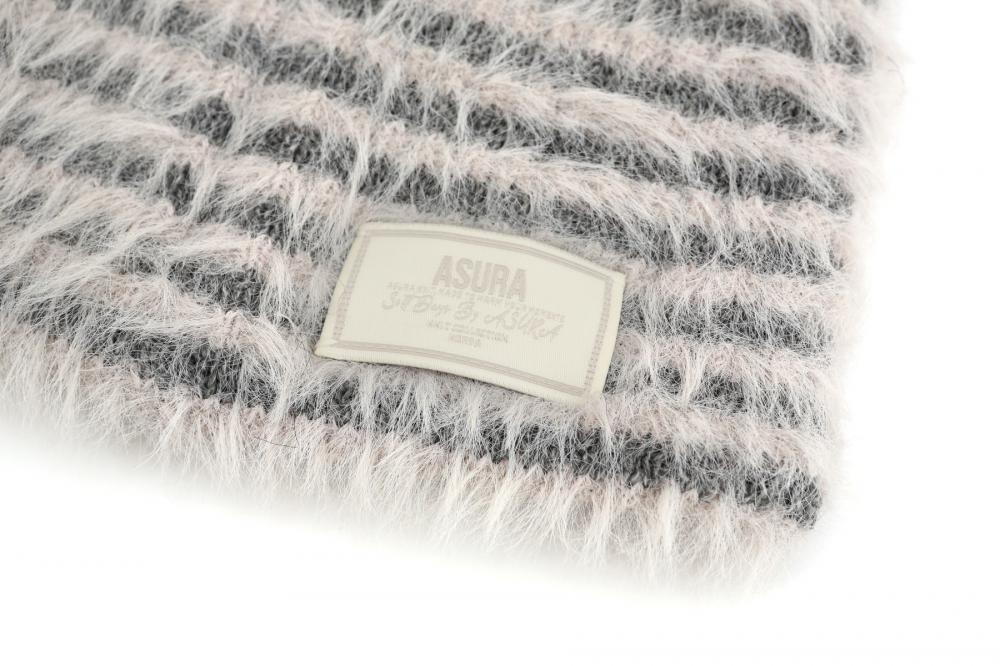 フラッフィー ストライプ ビーニー (ライトグレー) | ASURA | HANA(ハナ) #17