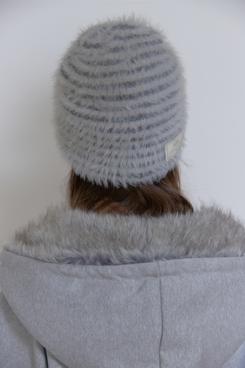 フラッフィー ストライプ ビーニー (ライトグレー) | ASURA | HANA(ハナ) #4