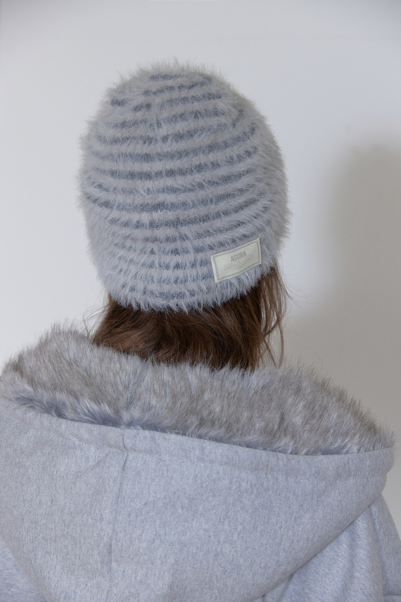 フラッフィー ストライプ ビーニー (ライトグレー) | ASURA | HANA(ハナ) #5