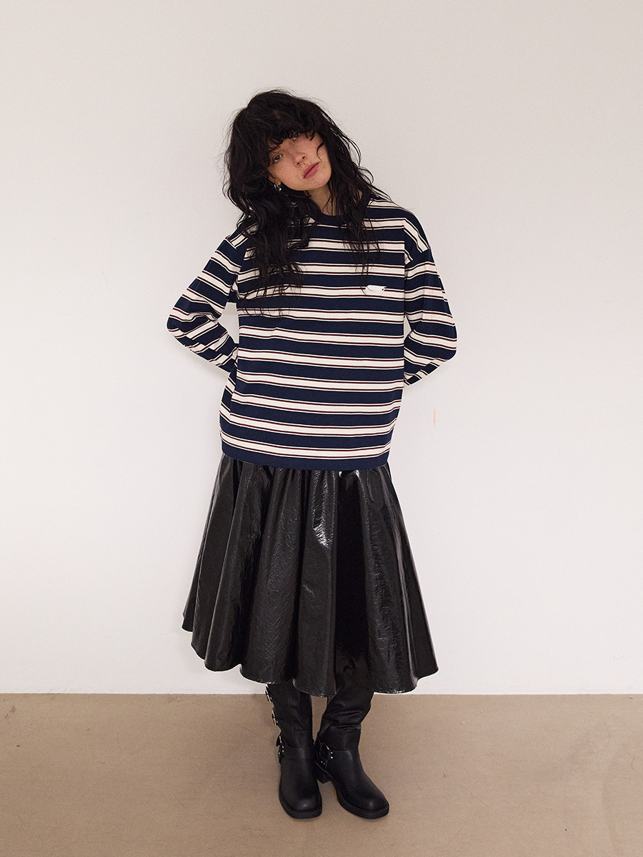New Symbol ロゴ ストライプ ロングTシャツ_ネイビー | XOXOGOODBOY | HANA(ハナ) #4