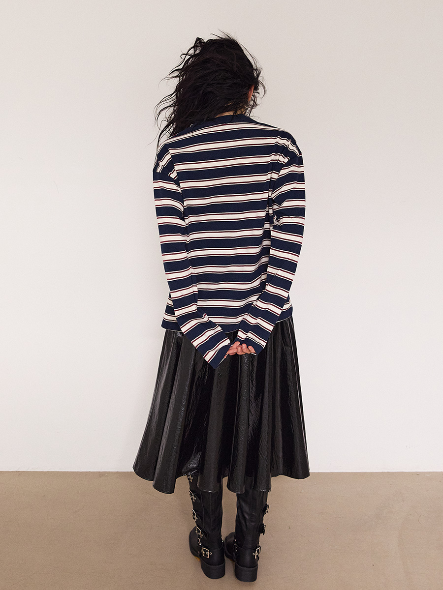 New Symbol ロゴ ストライプ ロングTシャツ_ネイビー | XOXOGOODBOY | HANA(ハナ) #6