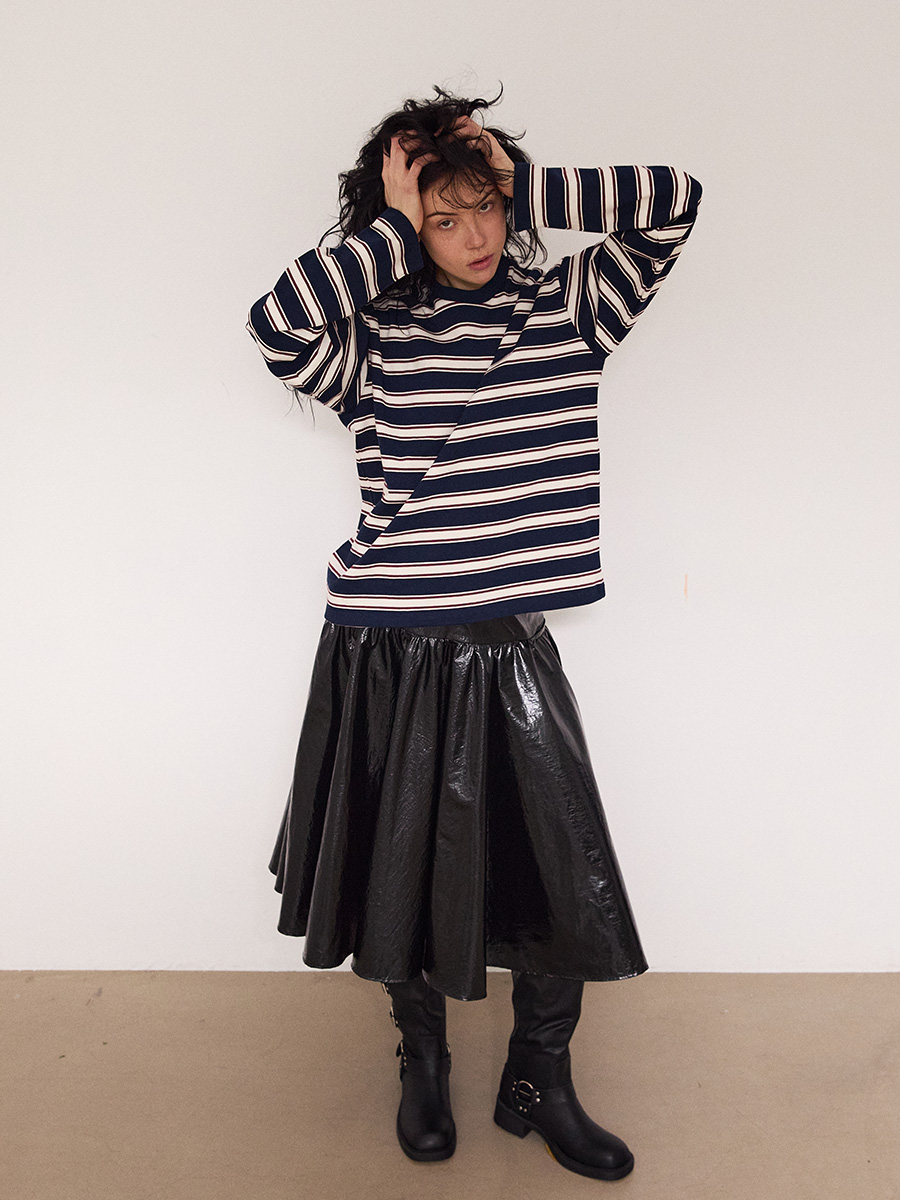 New Symbol ロゴ ストライプ ロングTシャツ_ネイビー | XOXOGOODBOY | HANA(ハナ) #8