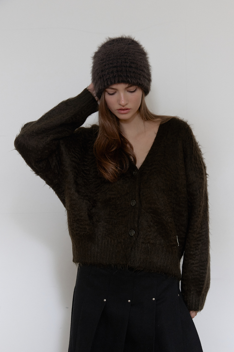 フラッフィー ストライプ ビーニー (チャコール) | ASURA | HANA(ハナ) #3