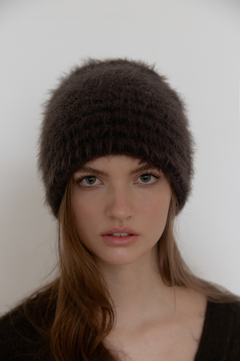 フラッフィー ストライプ ビーニー (チャコール) | ASURA | HANA(ハナ) #4