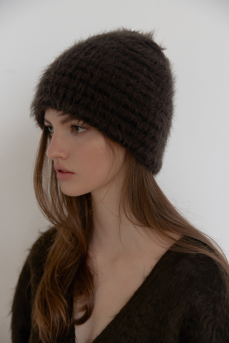 フラッフィー ストライプ ビーニー (チャコール) | ASURA | HANA(ハナ) #5