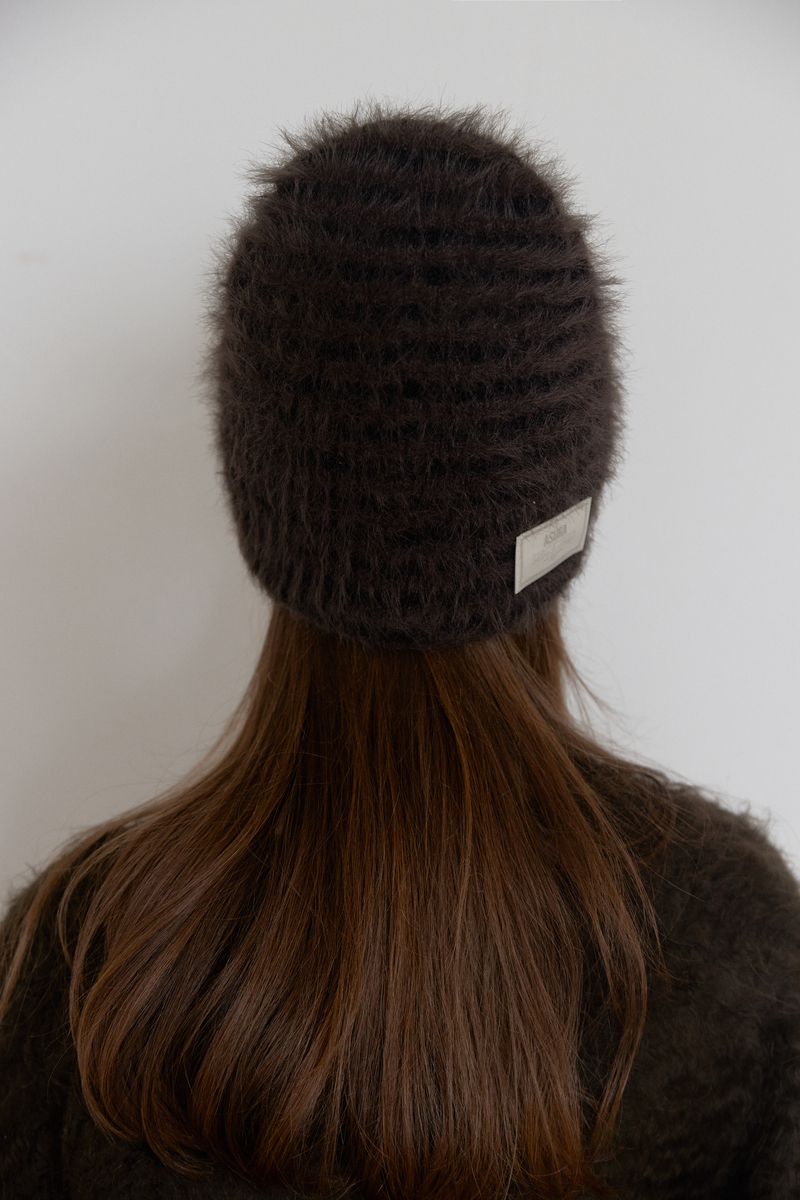 フラッフィー ストライプ ビーニー (チャコール) | ASURA | HANA(ハナ) #6