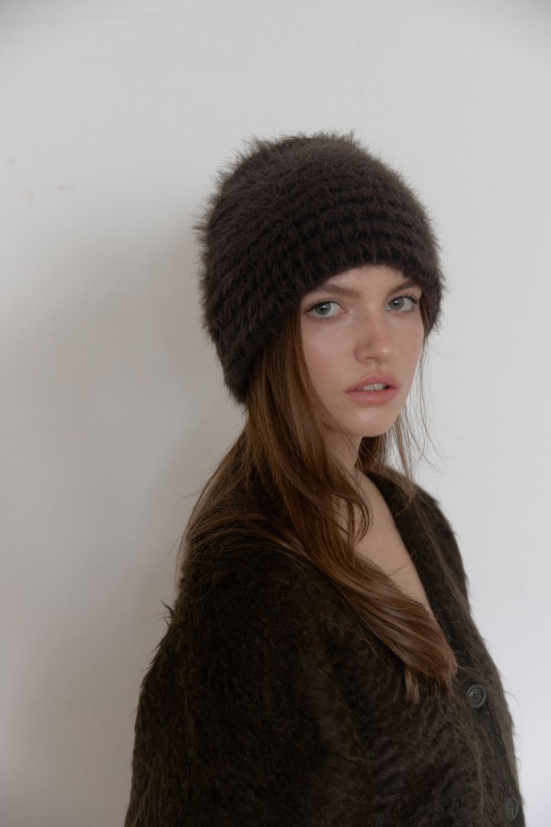 フラッフィー ストライプ ビーニー (チャコール) | ASURA | HANA(ハナ) #7