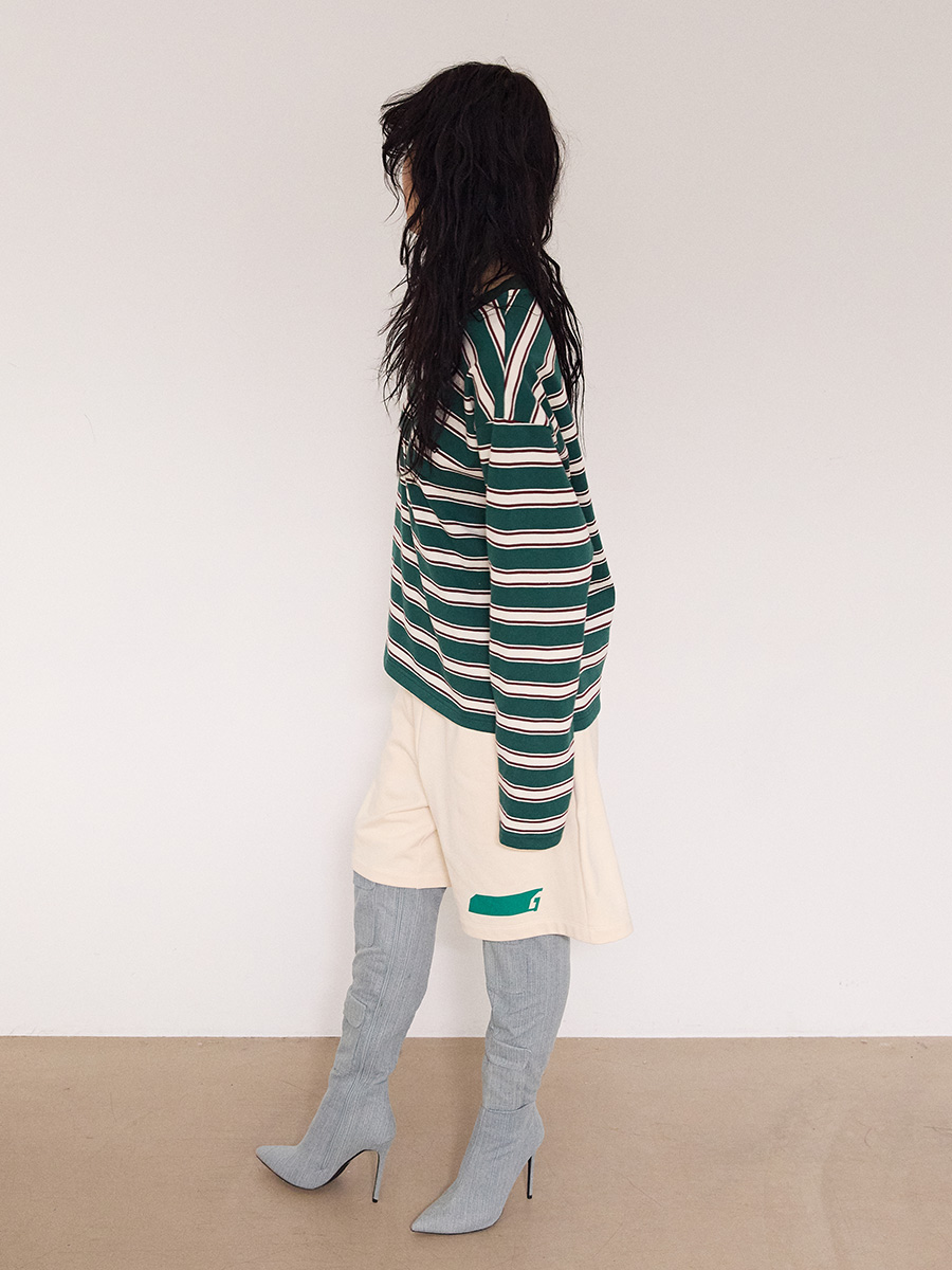 New Symbol ロゴ ストライプ ロングTシャツ_グリーン | XOXOGOODBOY | HANA(ハナ) #4