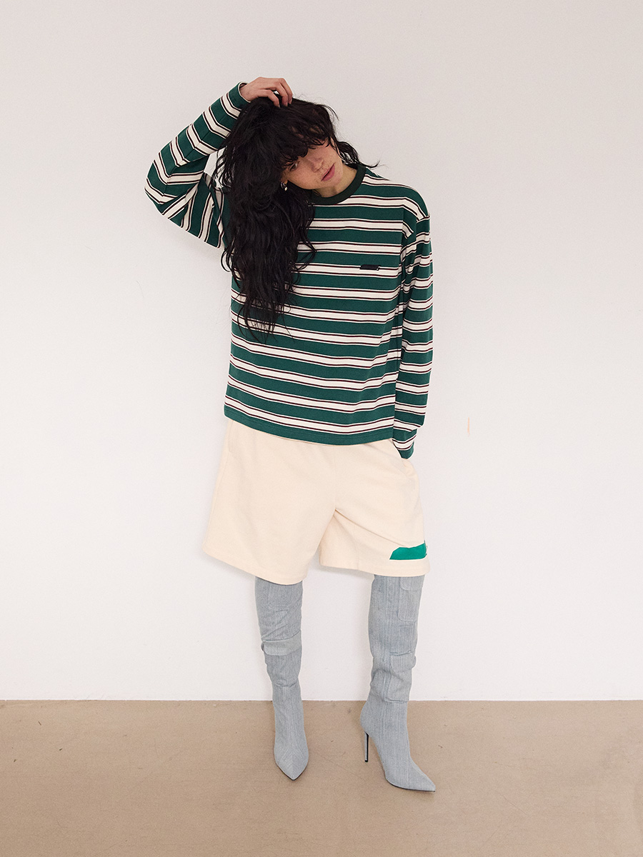 New Symbol ロゴ ストライプ ロングTシャツ_グリーン | XOXOGOODBOY | HANA(ハナ) #6