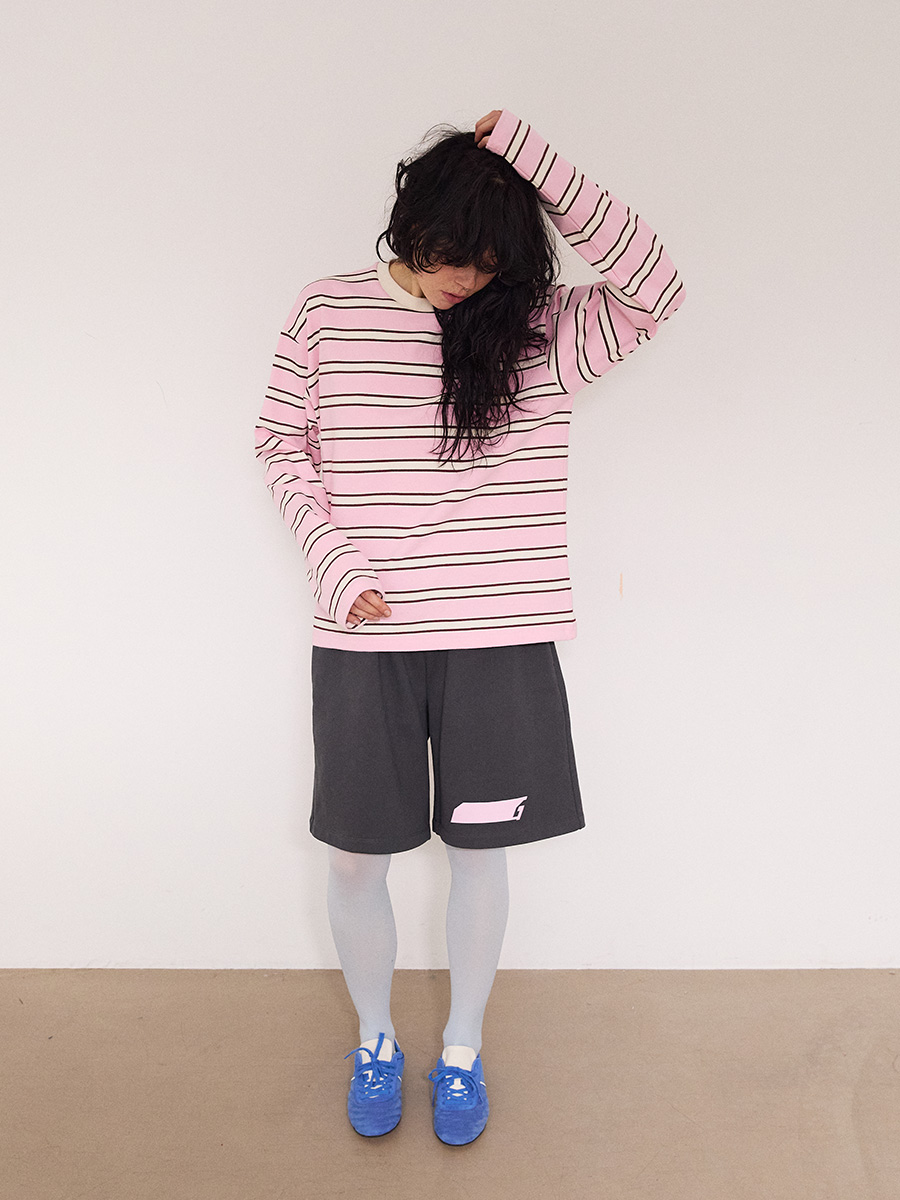 NEWシンボルロゴ ストライプ ロングTシャツ_ベビーピンク | XOXOGOODBOY | HANA(ハナ) #6
