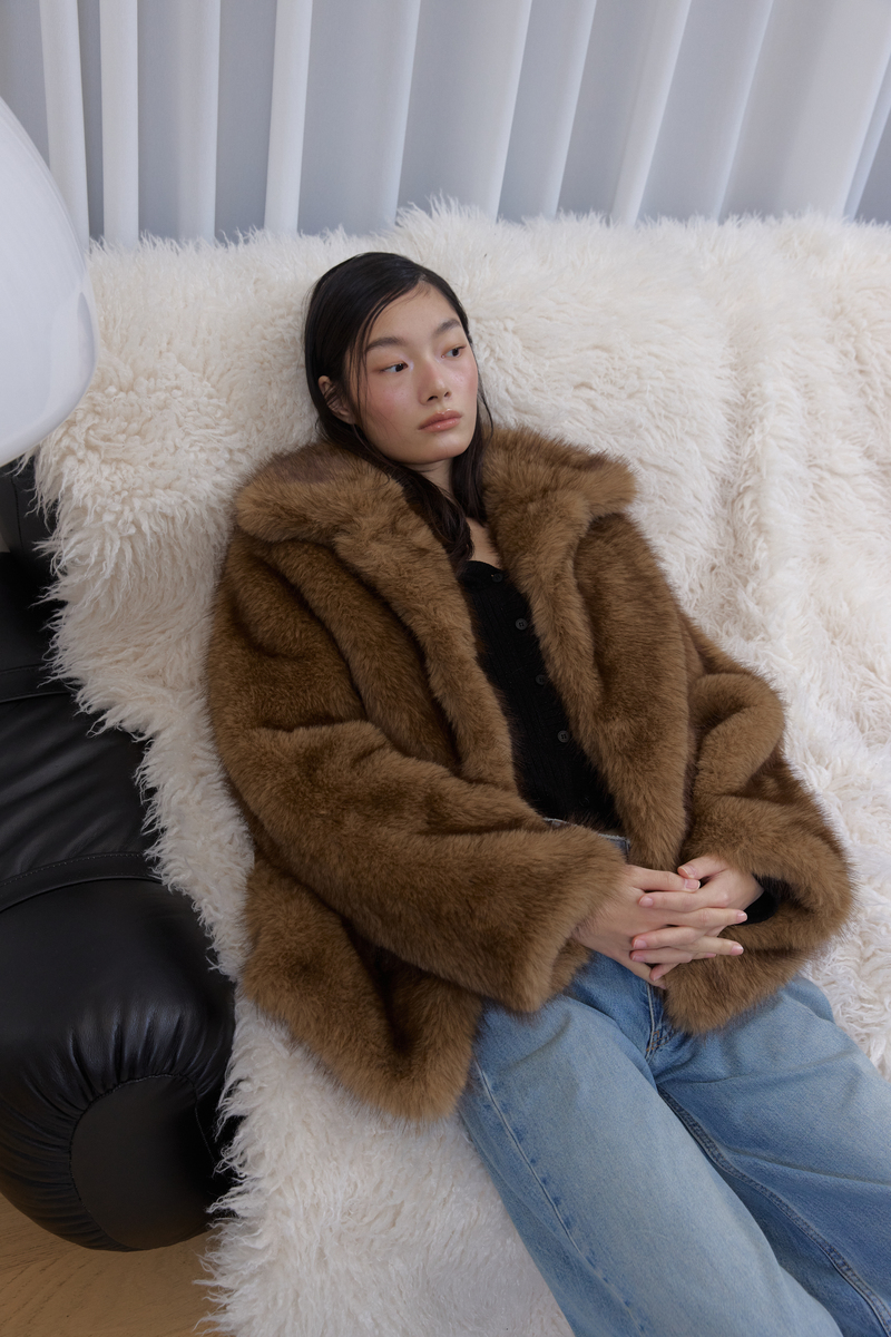 フォックス ミディ ファー ジャケット (ブラウン) | ASURA | HANA(ハナ) #17
