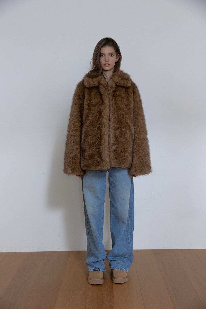 フォックス ミディ ファー ジャケット (ブラウン) | ASURA | HANA(ハナ)