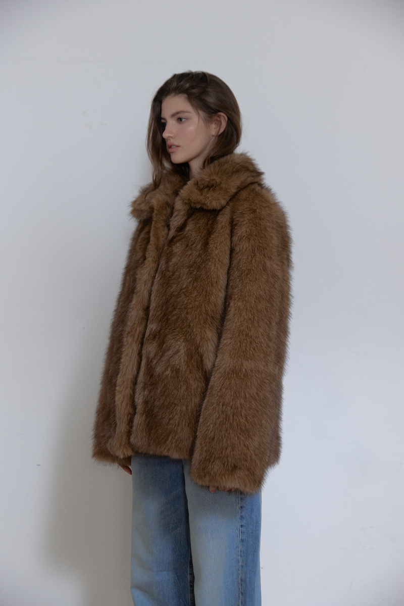 フォックス ミディ ファー ジャケット (ブラウン) | ASURA | HANA(ハナ) #3