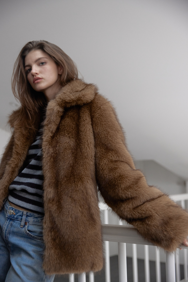 フォックス ミディ ファー ジャケット (ブラウン) | ASURA | HANA(ハナ) #14