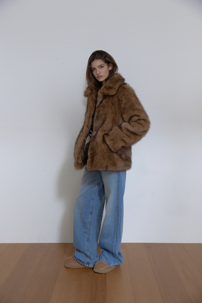 フォックス ミディ ファー ジャケット (ブラウン) | ASURA | HANA(ハナ)