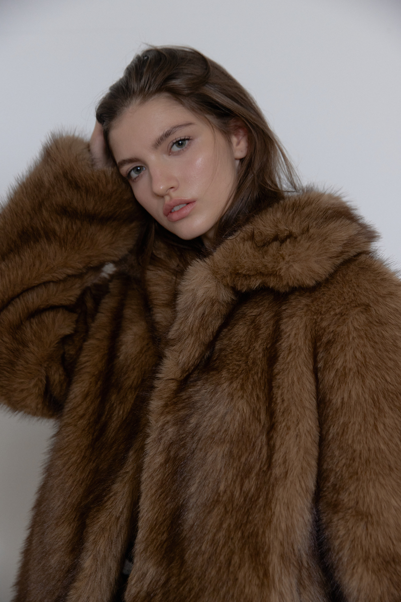 フォックス ミディ ファー ジャケット (ブラウン) | ASURA | HANA(ハナ)