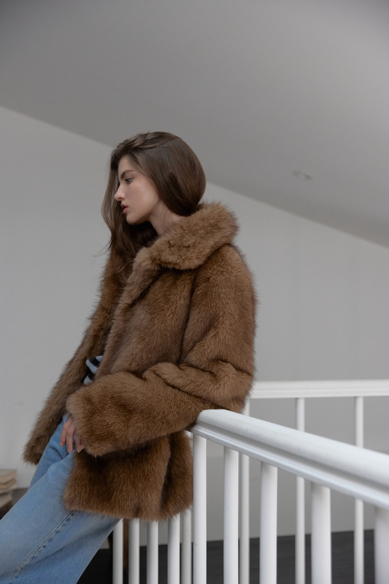 フォックス ミディ ファー ジャケット (ブラウン) | ASURA | HANA(ハナ) #11