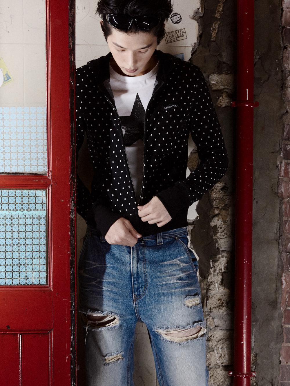 ポルカドット フーディー ジップアップ_[ブラック] | LECYTO | HANA(ハナ) #7