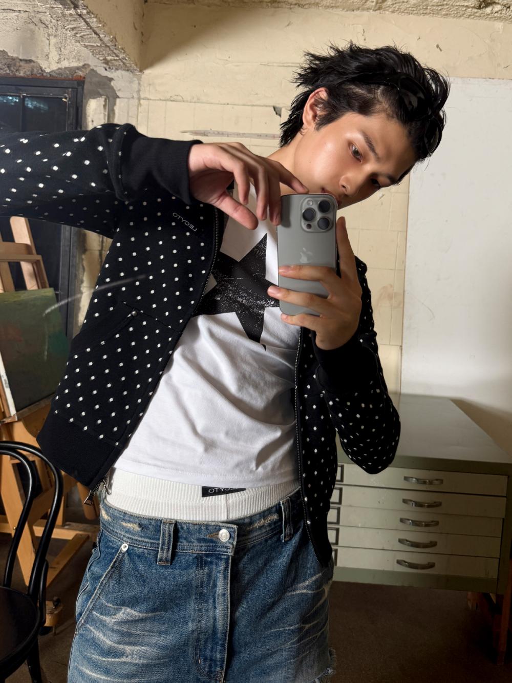 ポルカドット フーディー ジップアップ_[ブラック] | LECYTO | HANA(ハナ) #15