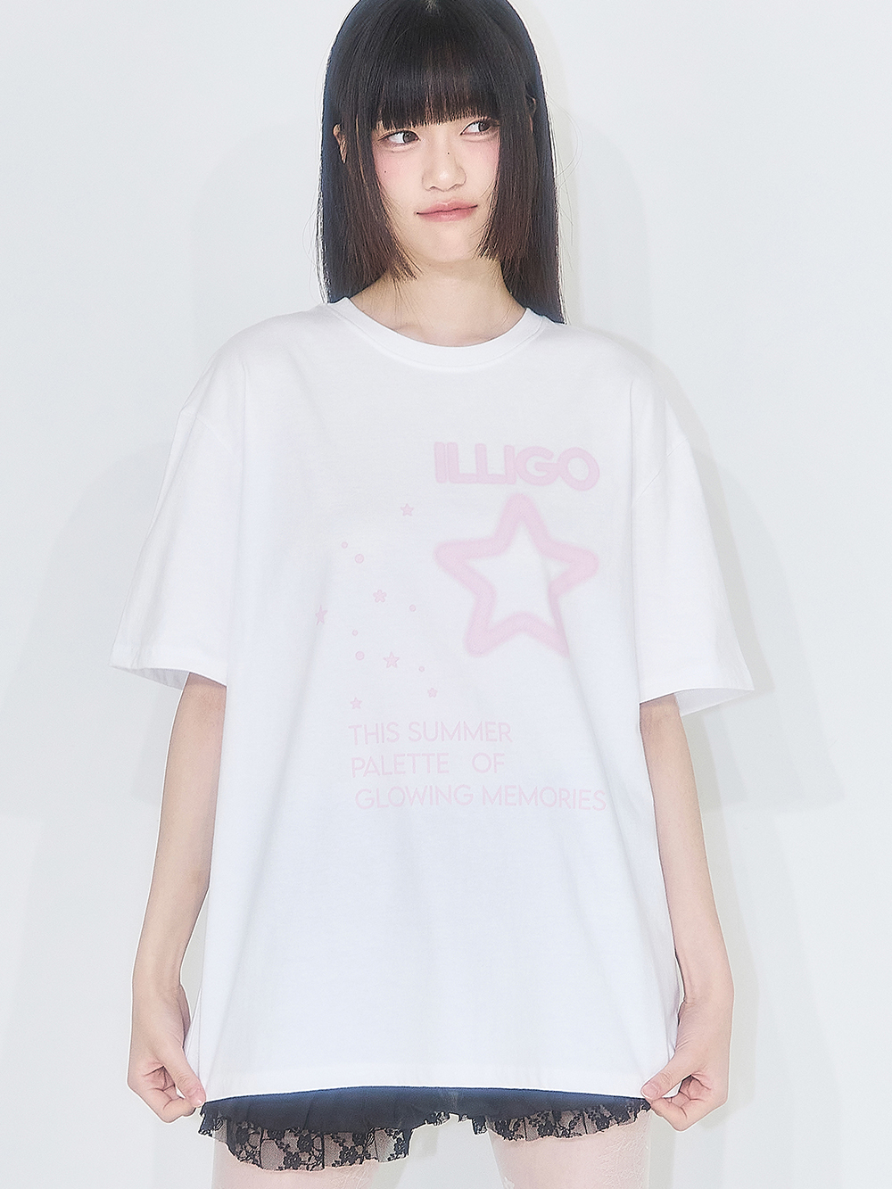 スタースプレー オーバーフィットTシャツ（ホワイト） | ILLIGO | HANA(ハナ) #2