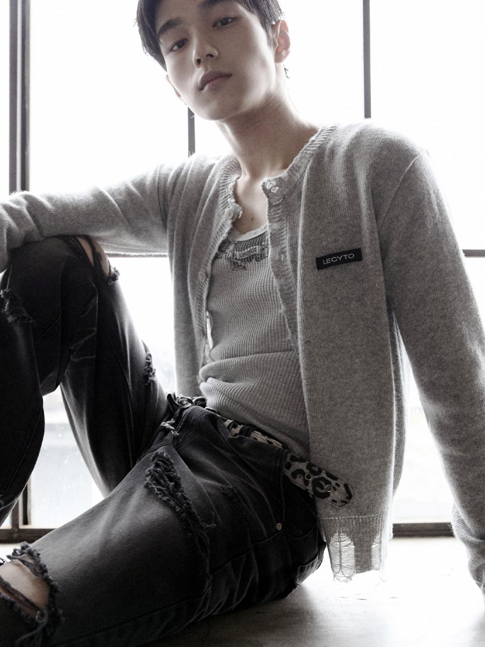デストロイド ラウンドウールニットカーディガン_[M.グレー] | LECYTO | HANA(ハナ) #2