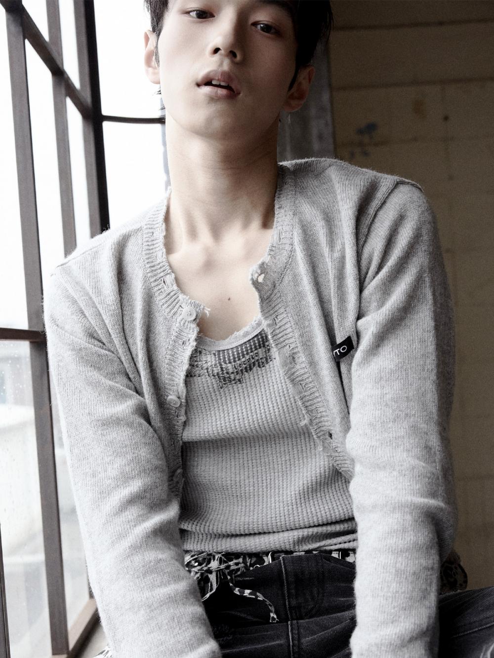 デストロイド ラウンドウールニットカーディガン_[M.グレー] | LECYTO | HANA(ハナ) #8