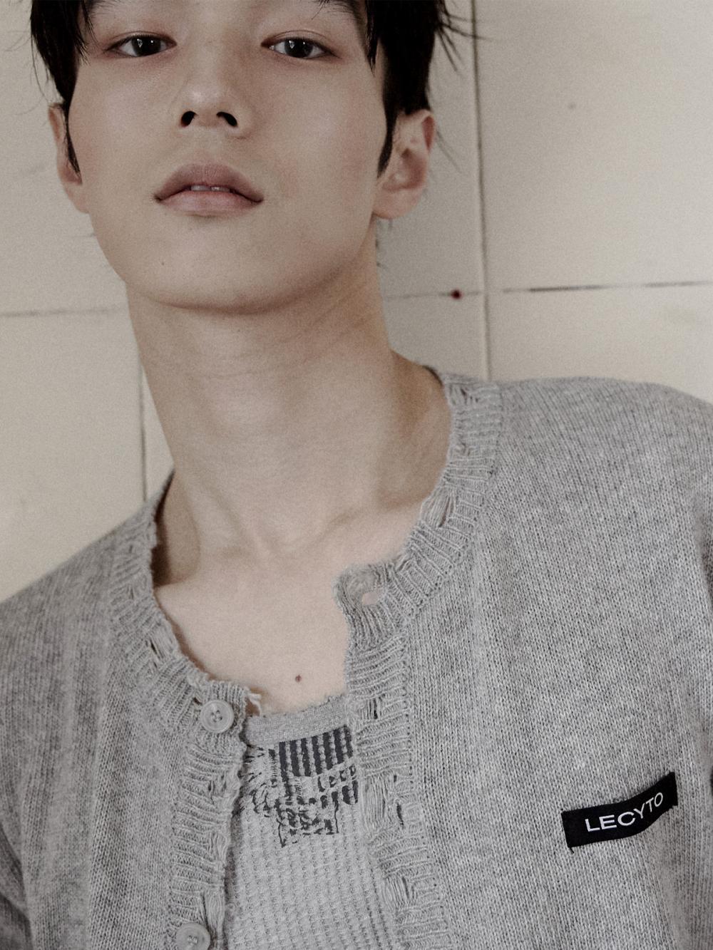 デストロイド ラウンドウールニットカーディガン_[M.グレー] | LECYTO | HANA(ハナ) #10