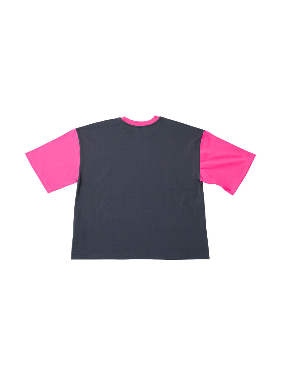 オーバーサイズコントラストTシャツ_チャコール-ホットピンク | XOXOGOODBOY | HANA(ハナ) #2