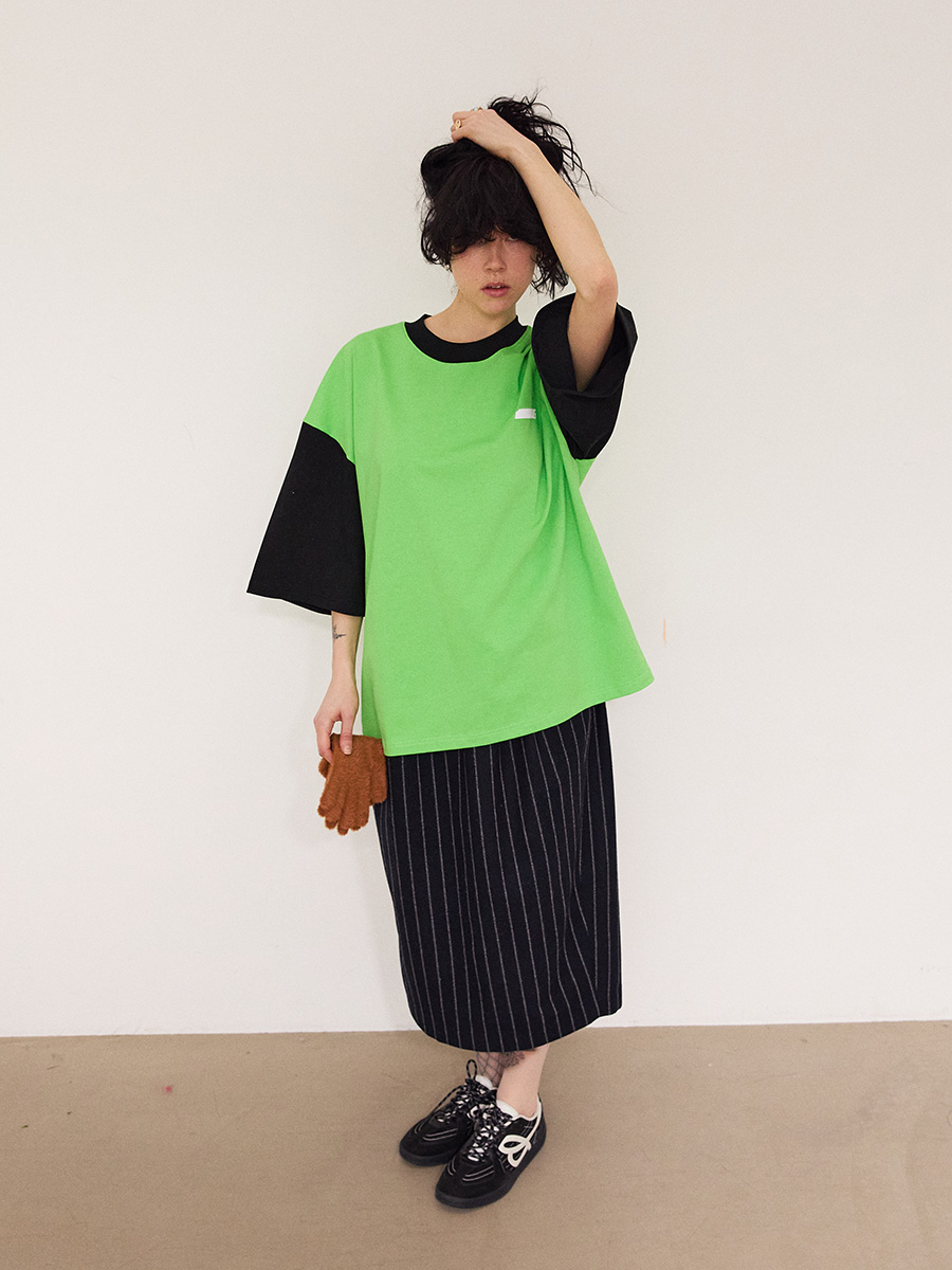 オーバーサイズコントラストTシャツ_グリーン-ブラック | XOXOGOODBOY | HANA(ハナ) #6
