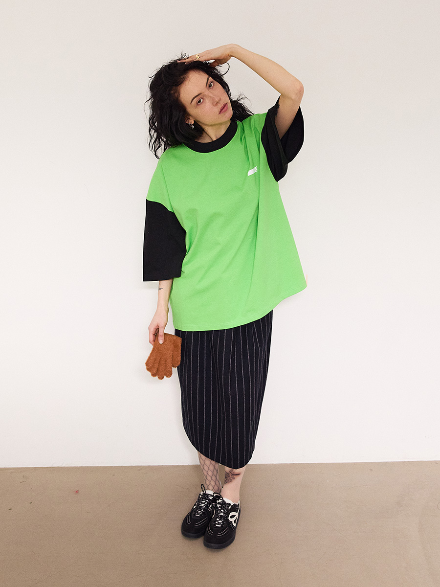 オーバーサイズコントラストTシャツ_グリーン-ブラック | XOXOGOODBOY | HANA(ハナ) #7