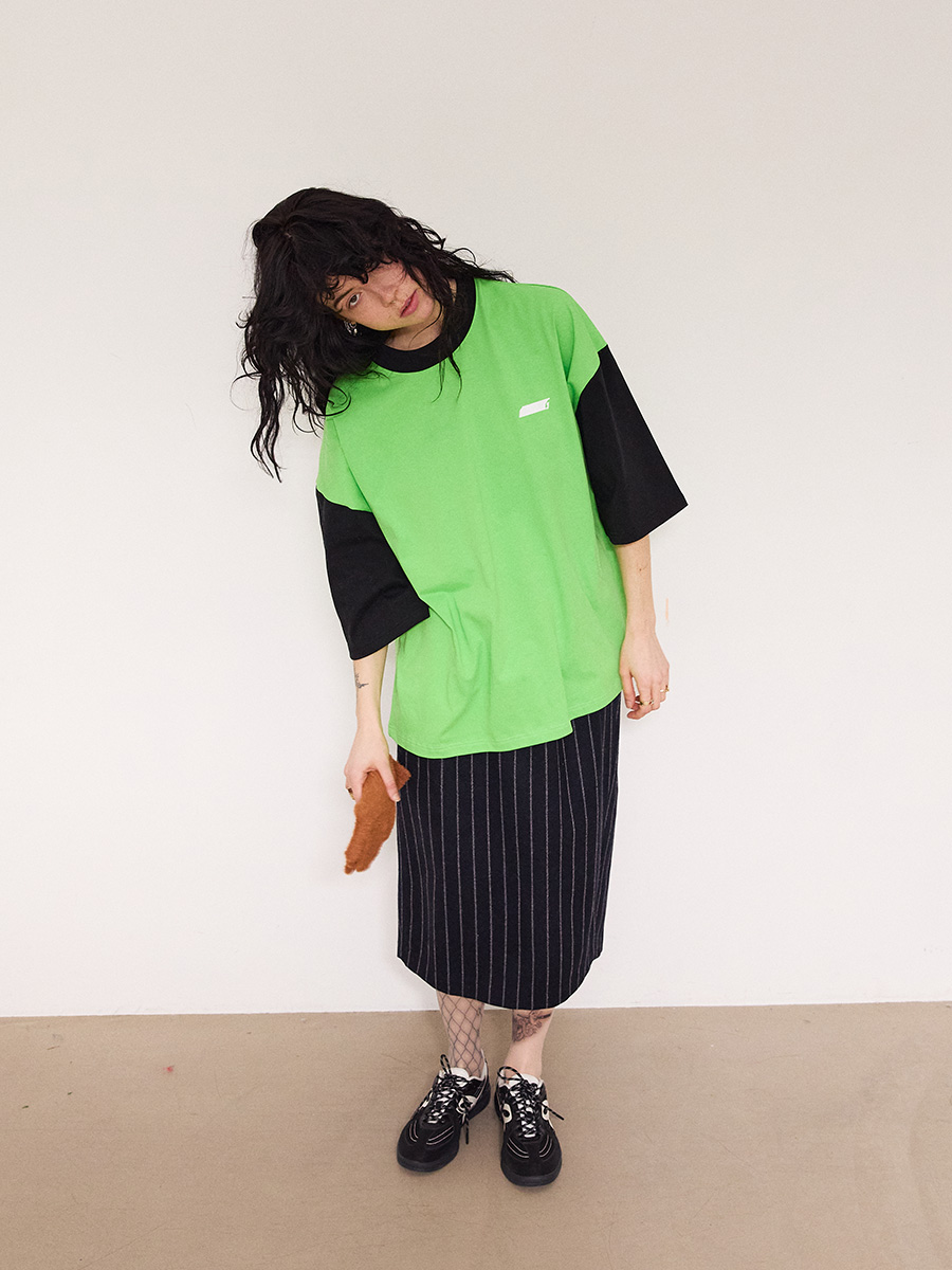 オーバーサイズコントラストTシャツ_グリーン-ブラック | XOXOGOODBOY | HANA(ハナ) #8