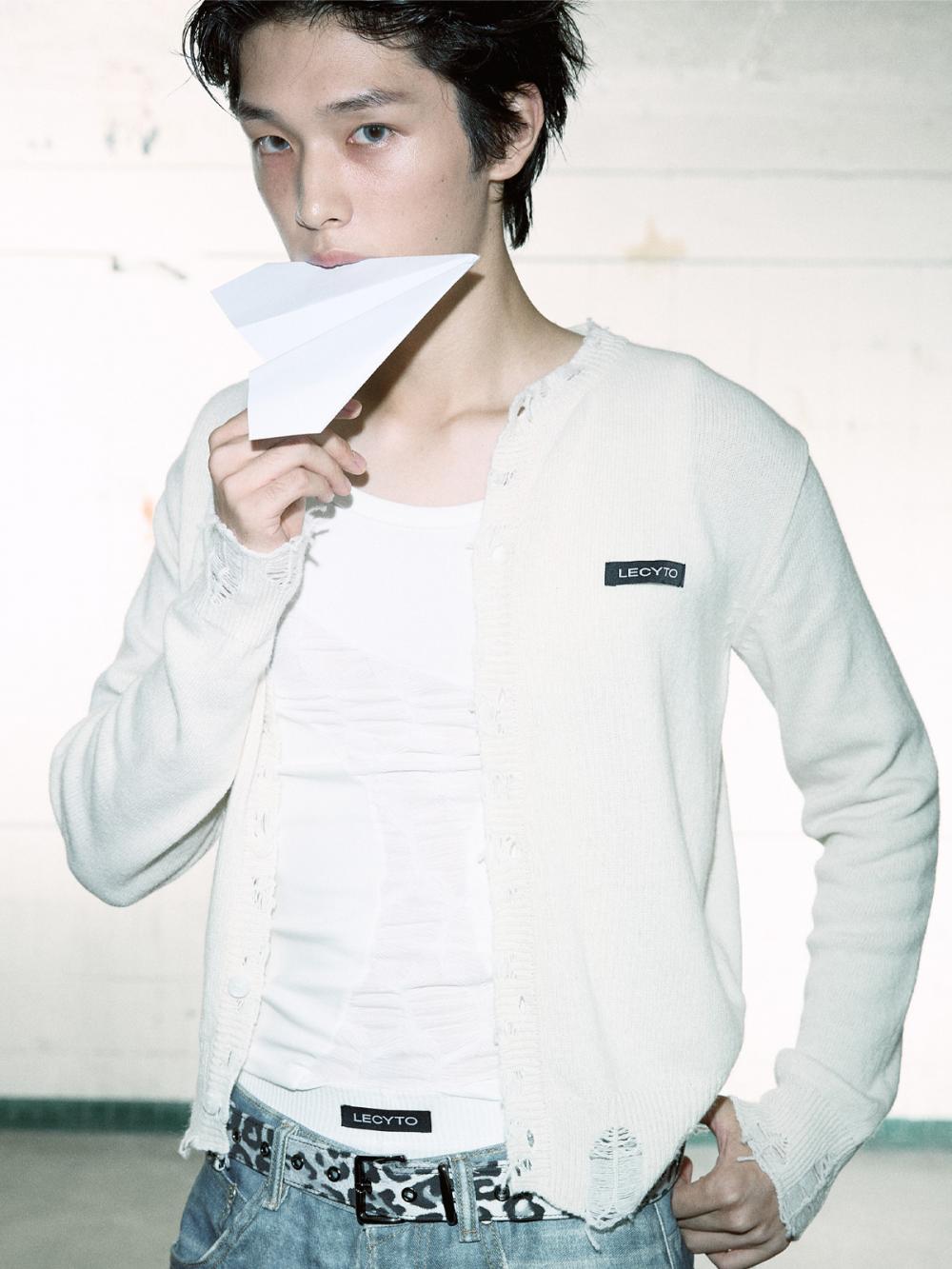 デストロイド ラウンドウールニットカーディガン_[アイボリー] | LECYTO | HANA(ハナ) #2