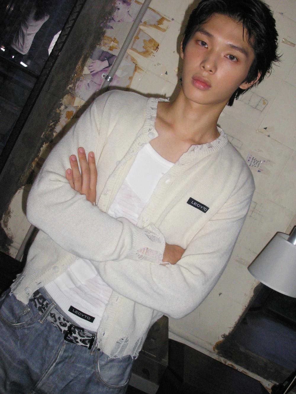 デストロイド ラウンドウールニットカーディガン_[アイボリー] | LECYTO | HANA(ハナ) #8