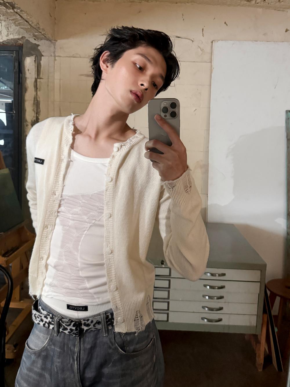 デストロイド ラウンドウールニットカーディガン_[アイボリー] | LECYTO | HANA(ハナ) #9