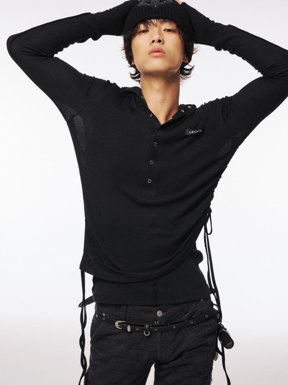 ストリング スリム フーデッド Tシャツ_[ブラック] | LECYTO | HANA(ハナ) #7