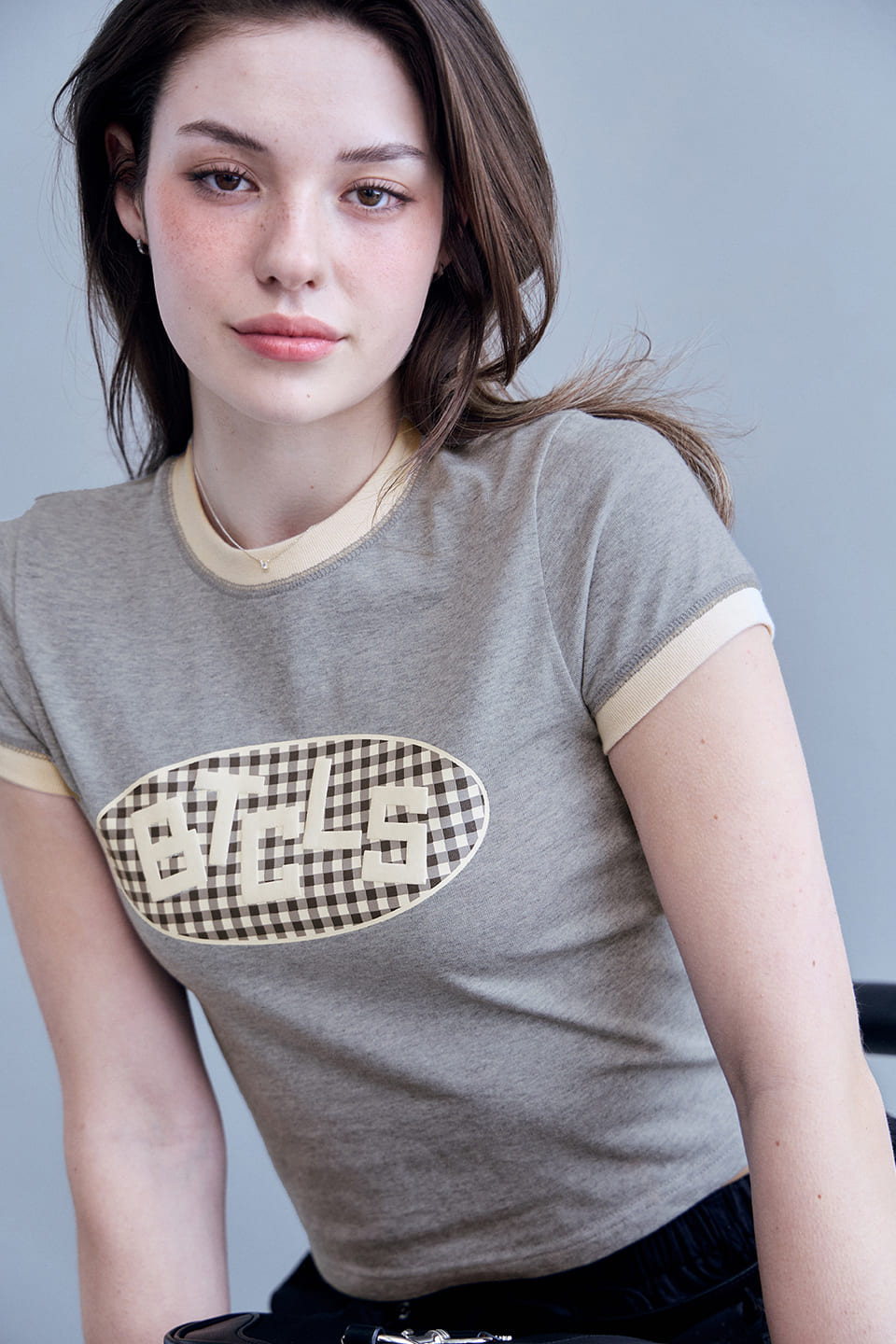 ハイジ チェック リンガー Tシャツ-グレー | BITTERCELLS | HANA(ハナ) #2
