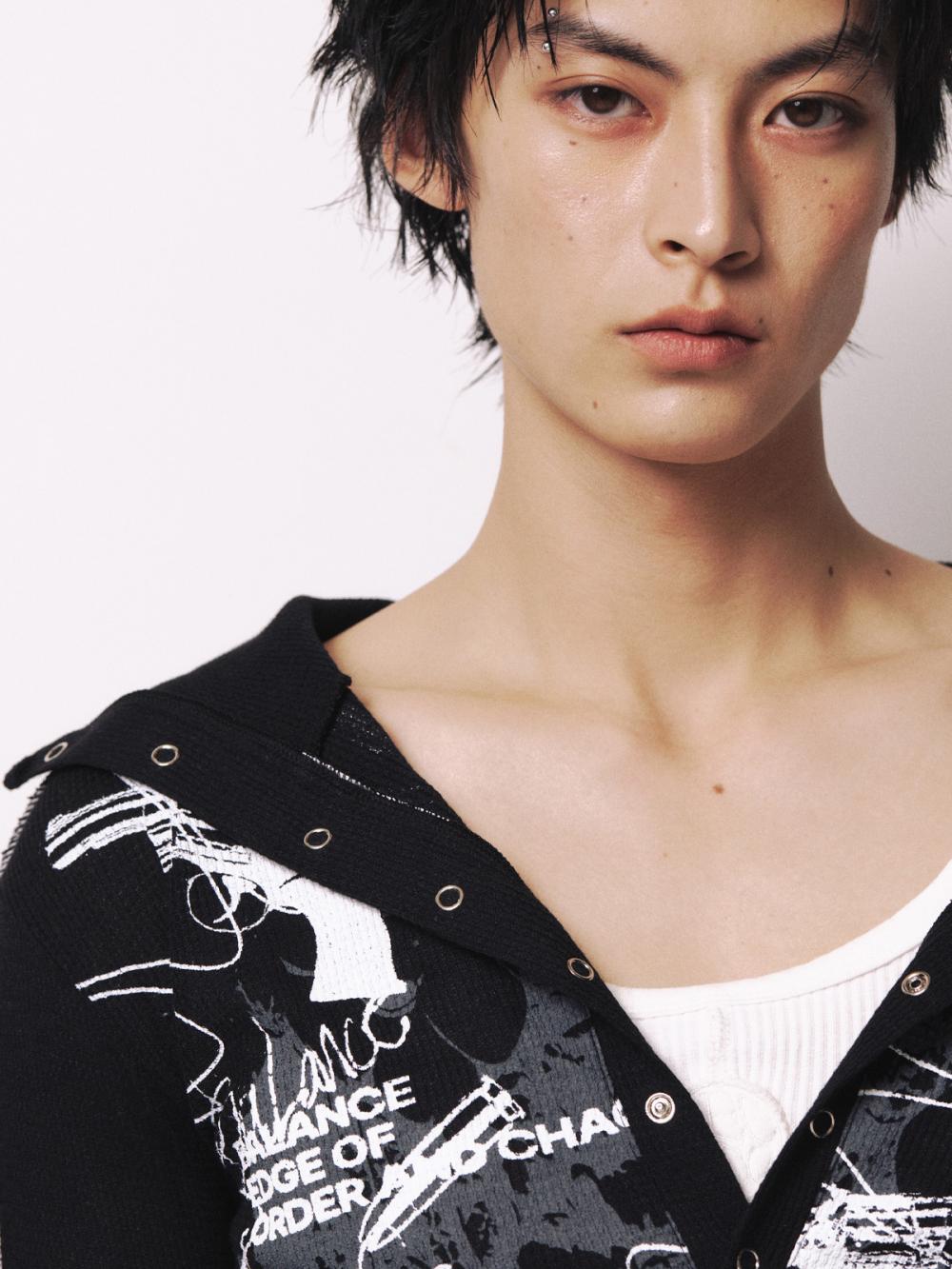 ライオット スクリプト ストリング フーデッド Tシャツ_[ブラック] | LECYTO | HANA(ハナ) #7