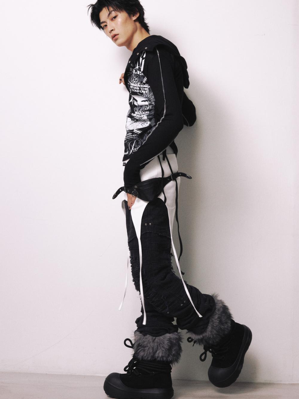 ライオット スクリプト ストリング フーデッド Tシャツ_[ブラック] | LECYTO | HANA(ハナ) #15