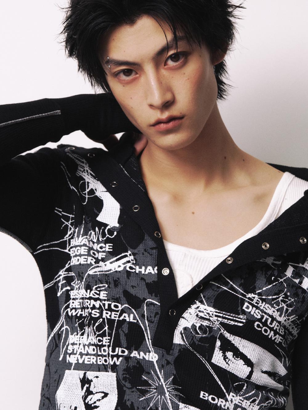 ライオット スクリプト ストリング フーデッド Tシャツ_[ブラック] | LECYTO | HANA(ハナ) #16