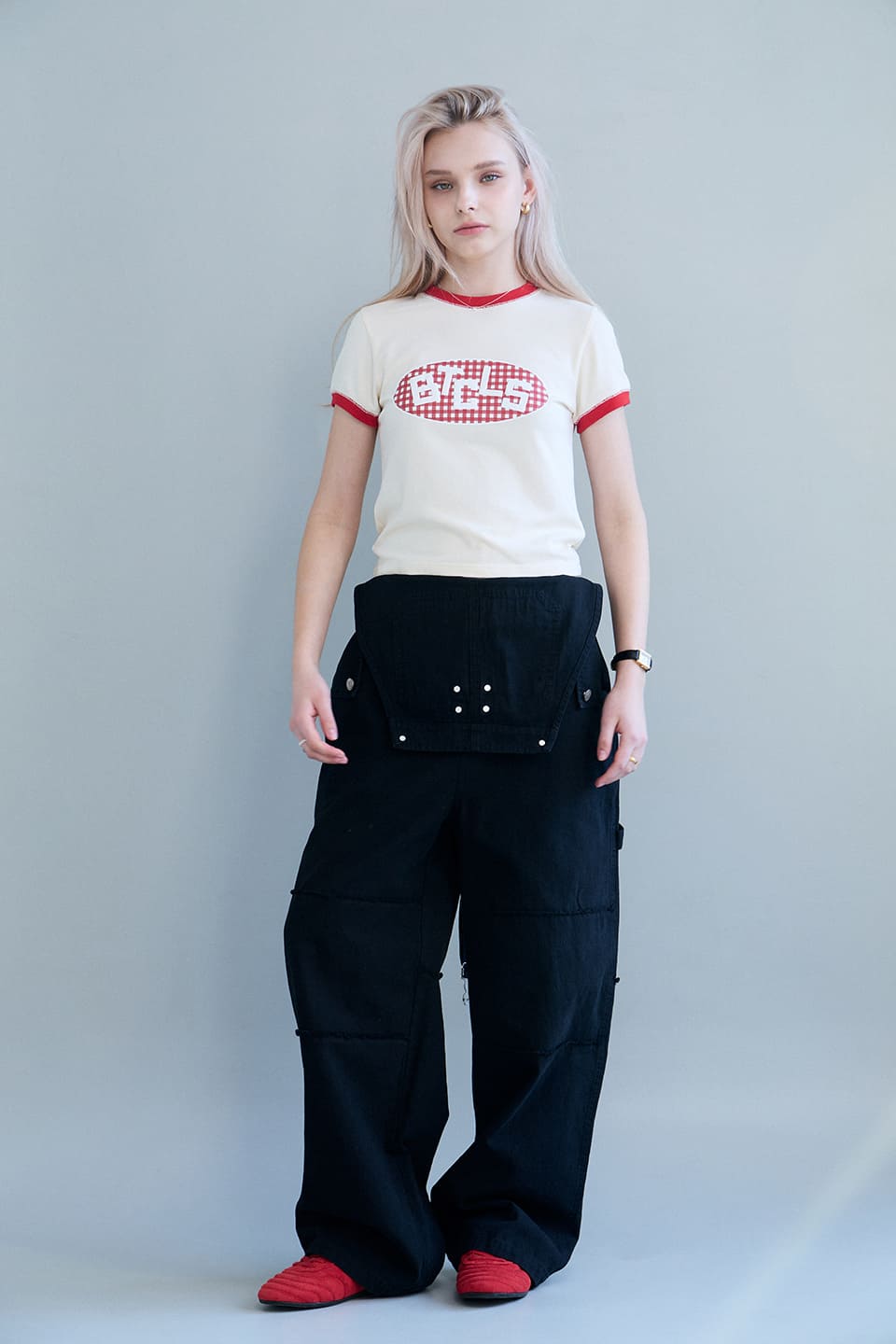 ハイジ チェック リンガー Tシャツ-クリーム | BITTERCELLS | HANA(ハナ) #3