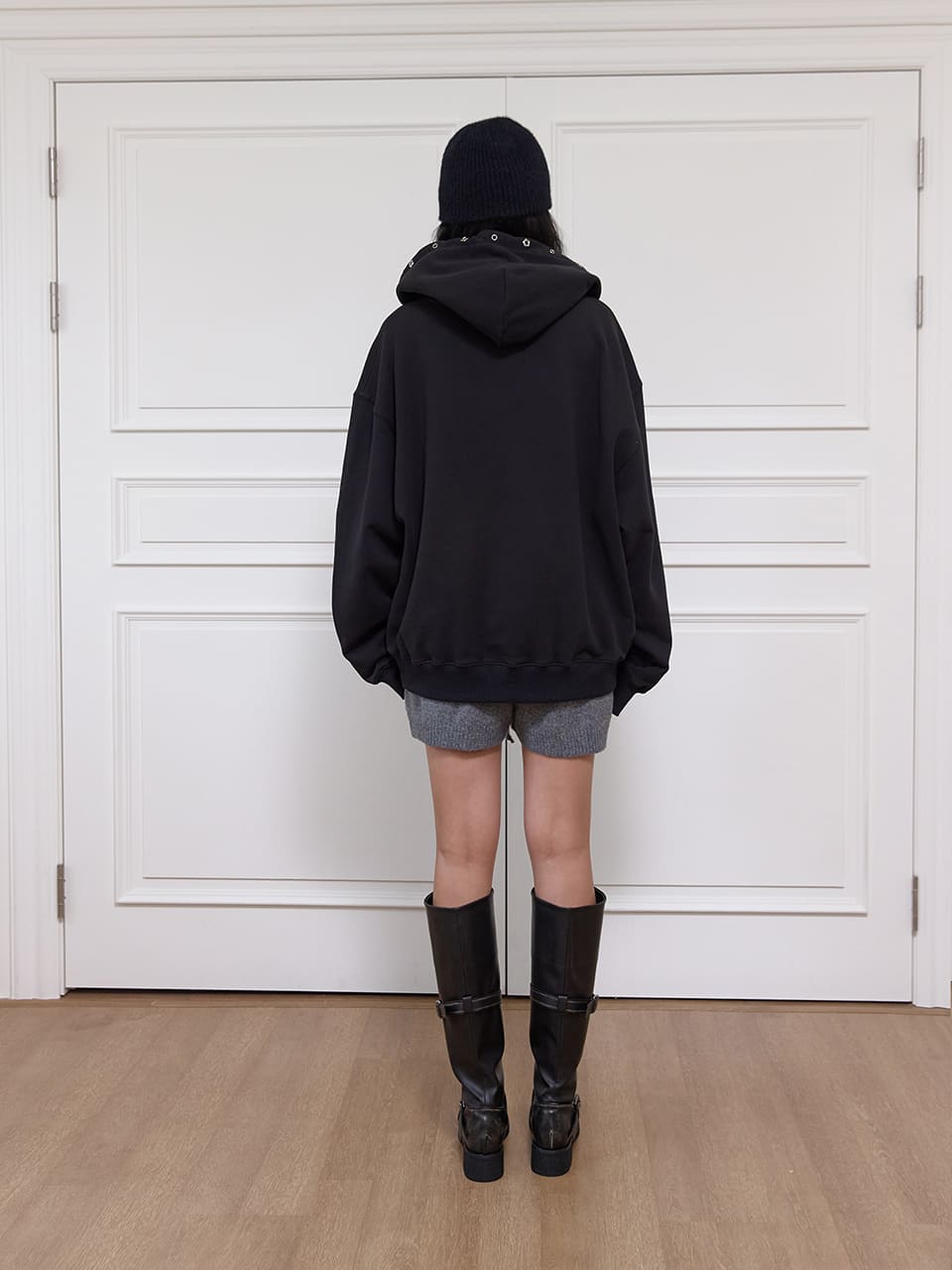 フラワーアイレットフーディー - ブラック | MEENDERI | HANA(ハナ) #9