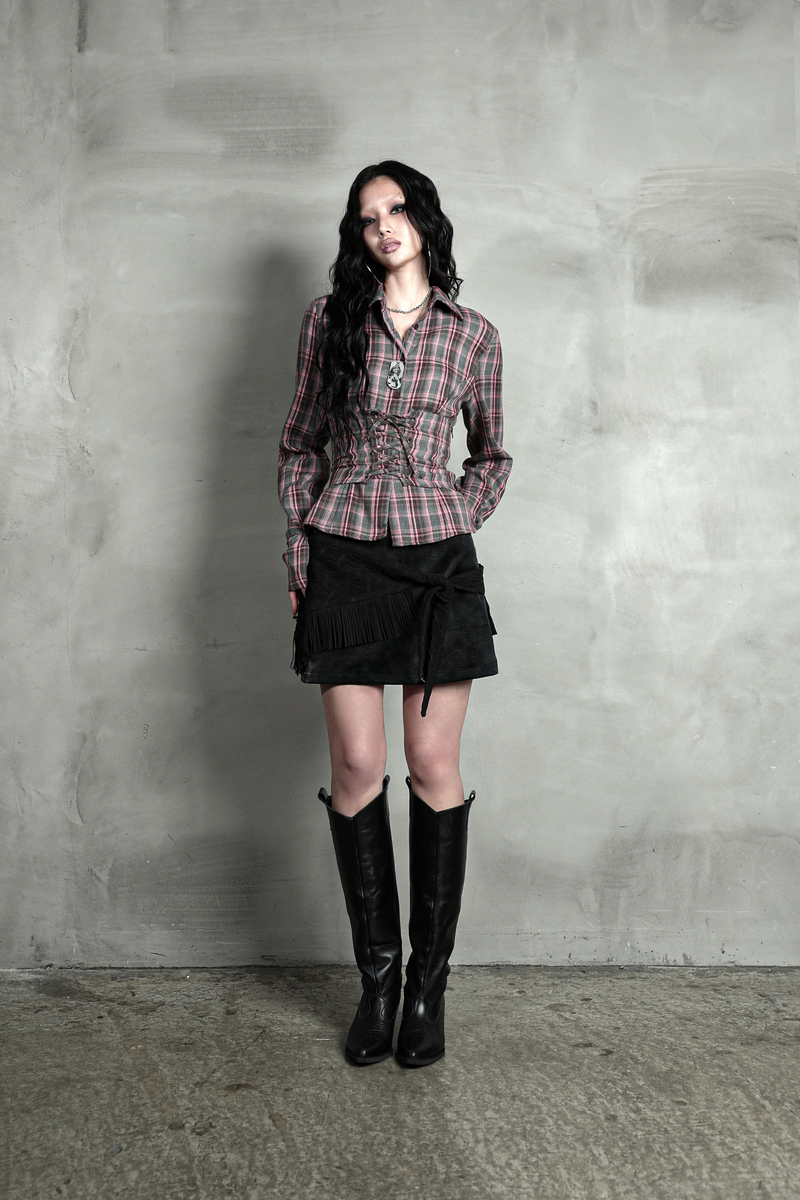 フリンジラップレザースカート #ブラック | Darling You Are Bad | HANA(ハナ) #9