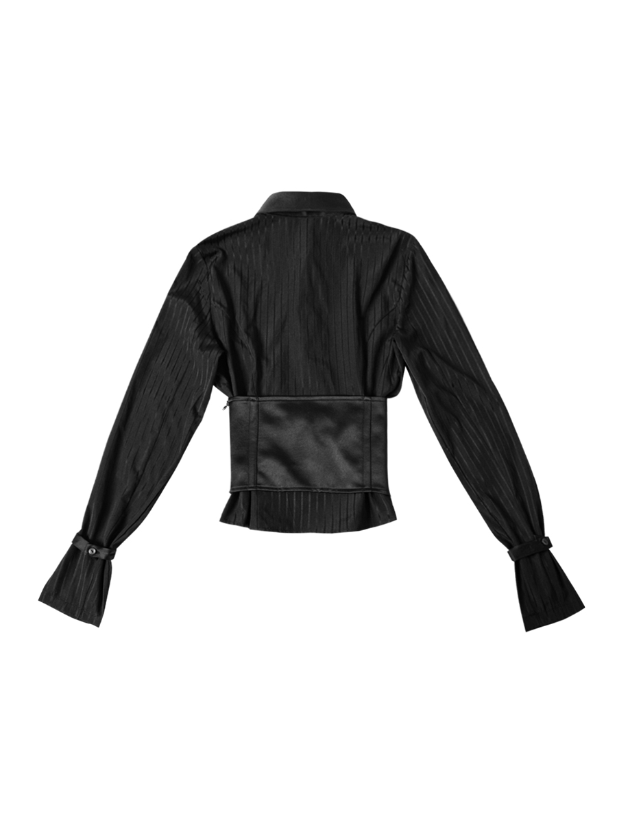 サテンミックスコルセットシャツ #ブラックストライプ | Darling You Are Bad | HANA(ハナ) #2