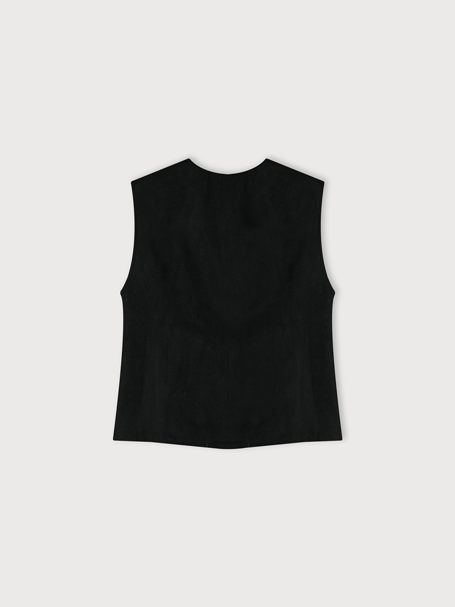 COTTON SUEDE VEST_BLACK | ETHOS | HANA(ハナ) #2