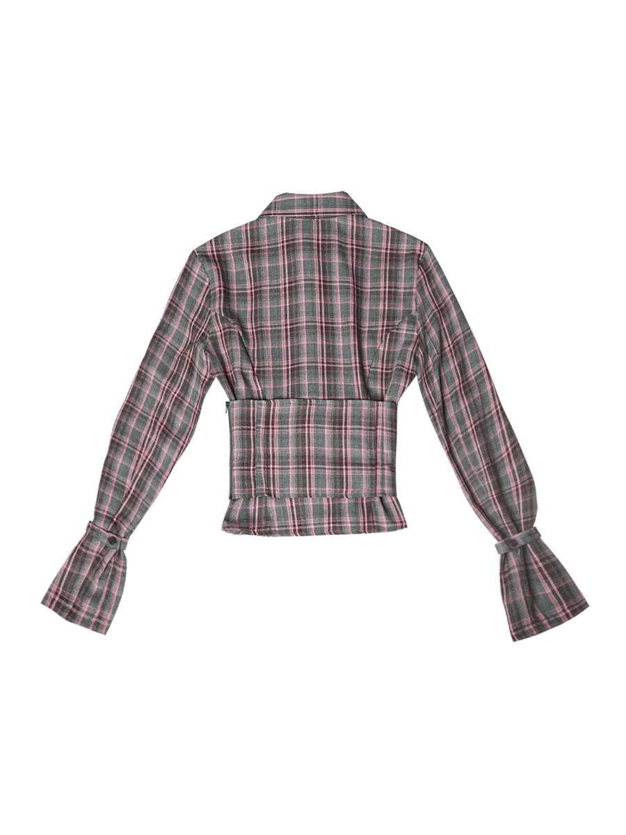 チェックコルセットシャツ #ピンクグレー | Darling You Are Bad | HANA(ハナ) #2