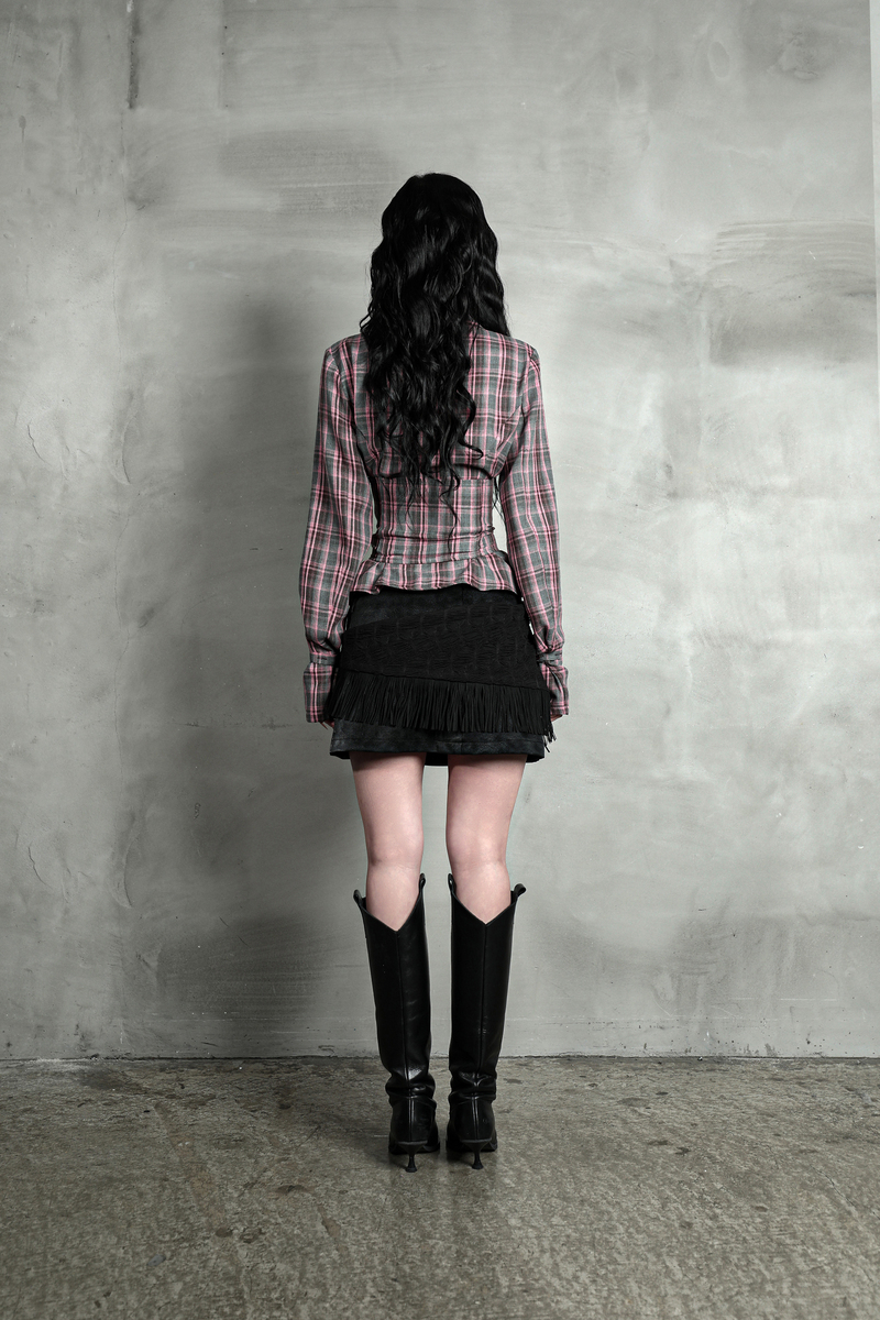 チェックコルセットシャツ #ピンクグレー | Darling You Are Bad | HANA(ハナ) #5