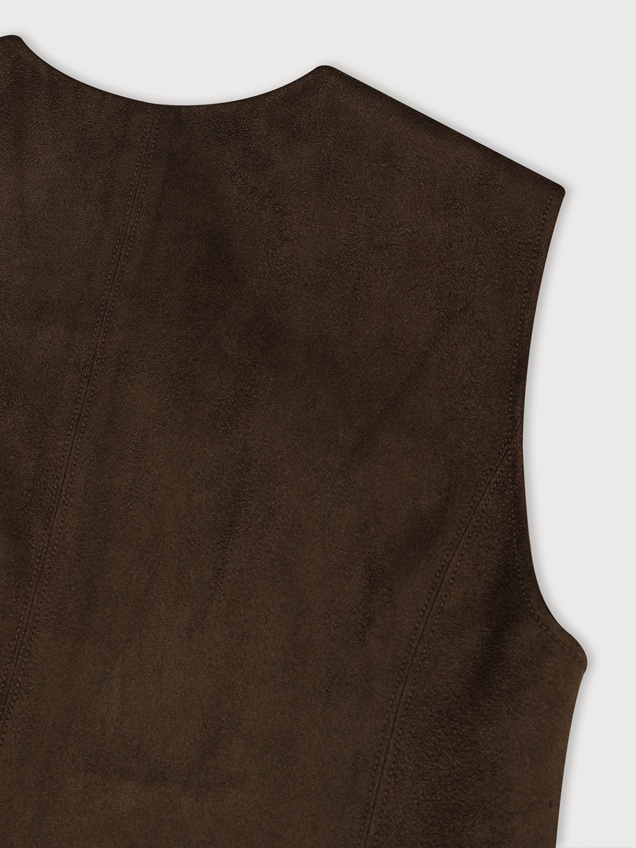 COTTON SUEDE VEST_DARK BROWN | ETHOS | HANA(ハナ) #9