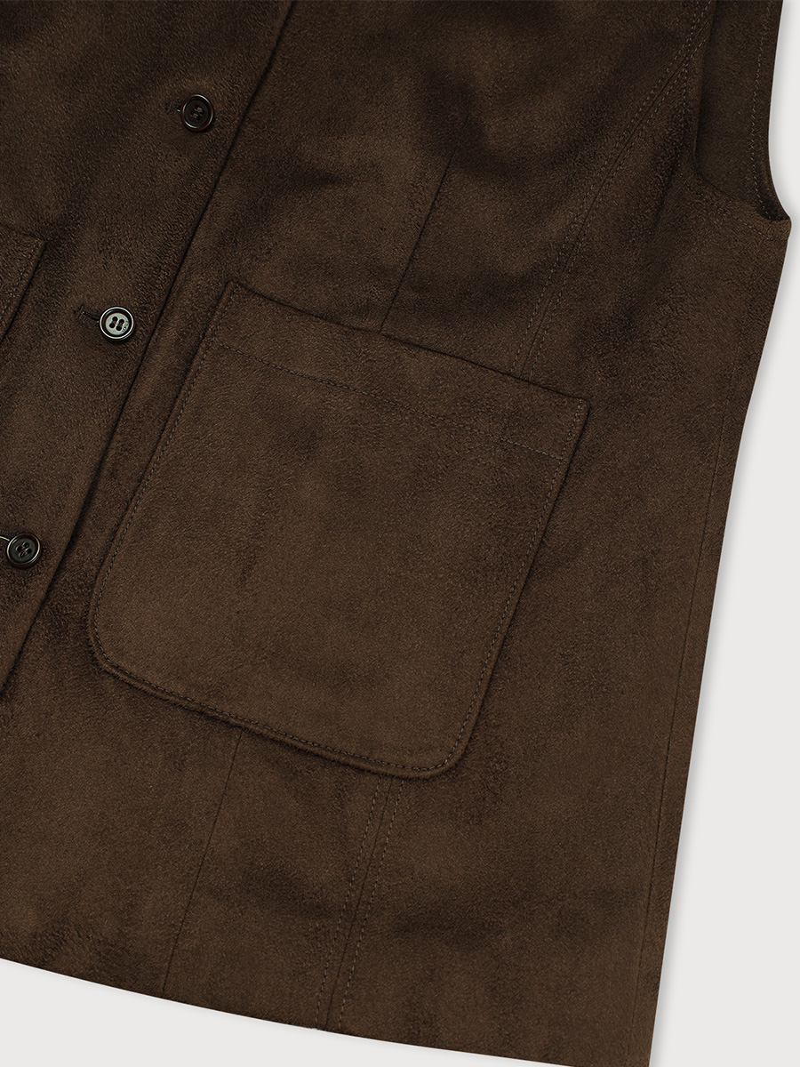 COTTON SUEDE VEST_DARK BROWN | ETHOS | HANA(ハナ) #8