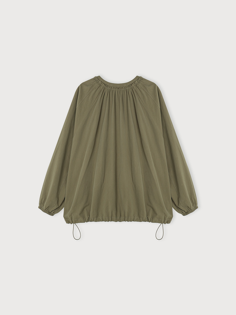 SHIRRING NECK ZIPPER BLOUSE_KHAKI BEIGE | ETHOS | HANA(ハナ) #2